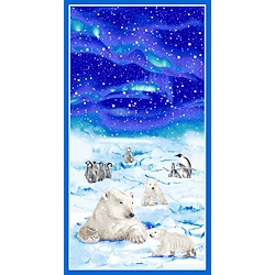 Blue - Polar Bears and Penguins Panel 24 Inch
